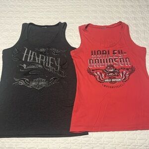 Two (2) Harley Davidson tank tops.